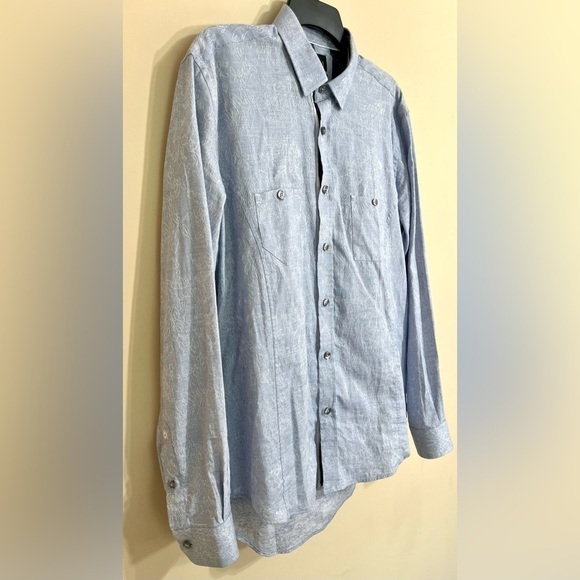 EIGHT‎ X PREMIUM Men’s Embroidered Button Down Paisley Blue Buckle Exclusive M - Picture 7 of 16